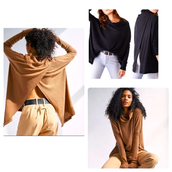 🆕 FREE PEOPLE Oversized Cowl Neck Knit Sweater “Juicy" Top Sz L - Picture 8 of 10